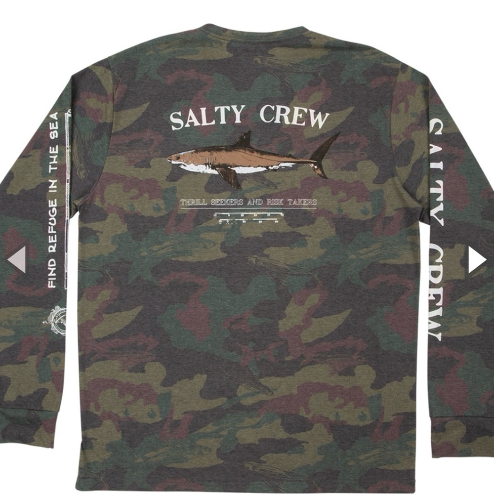 Salty Crew Bruce Long Sleeve Tech Upf40+ T-Shirt / Fishing Jersey - Camo